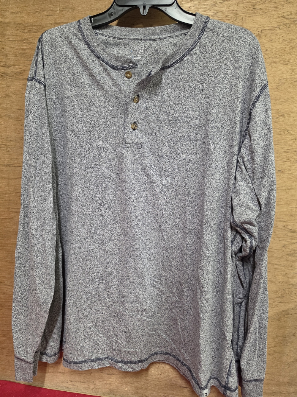 Ocean+Coast Gray Marbled Long Sleeve Mens Henley XXL